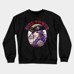 Girl power, purple pirate wench Crewneck Sweatshirt